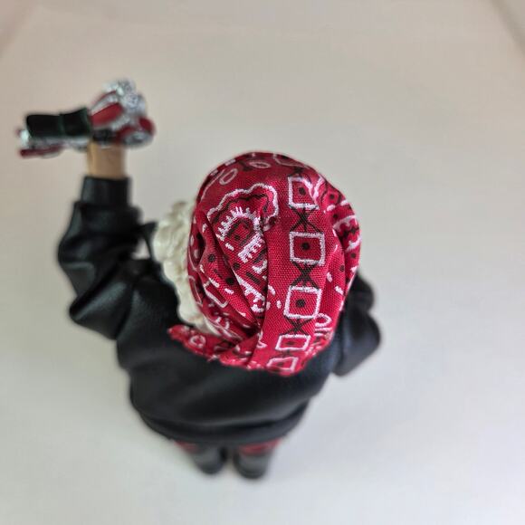 Biker Santa Claus Figurine with Motorcycle – Christmas Decor, 6" Tall - Picture 10 of 14